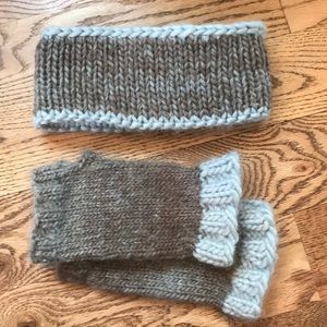 Hand-knit winter headband and gloves